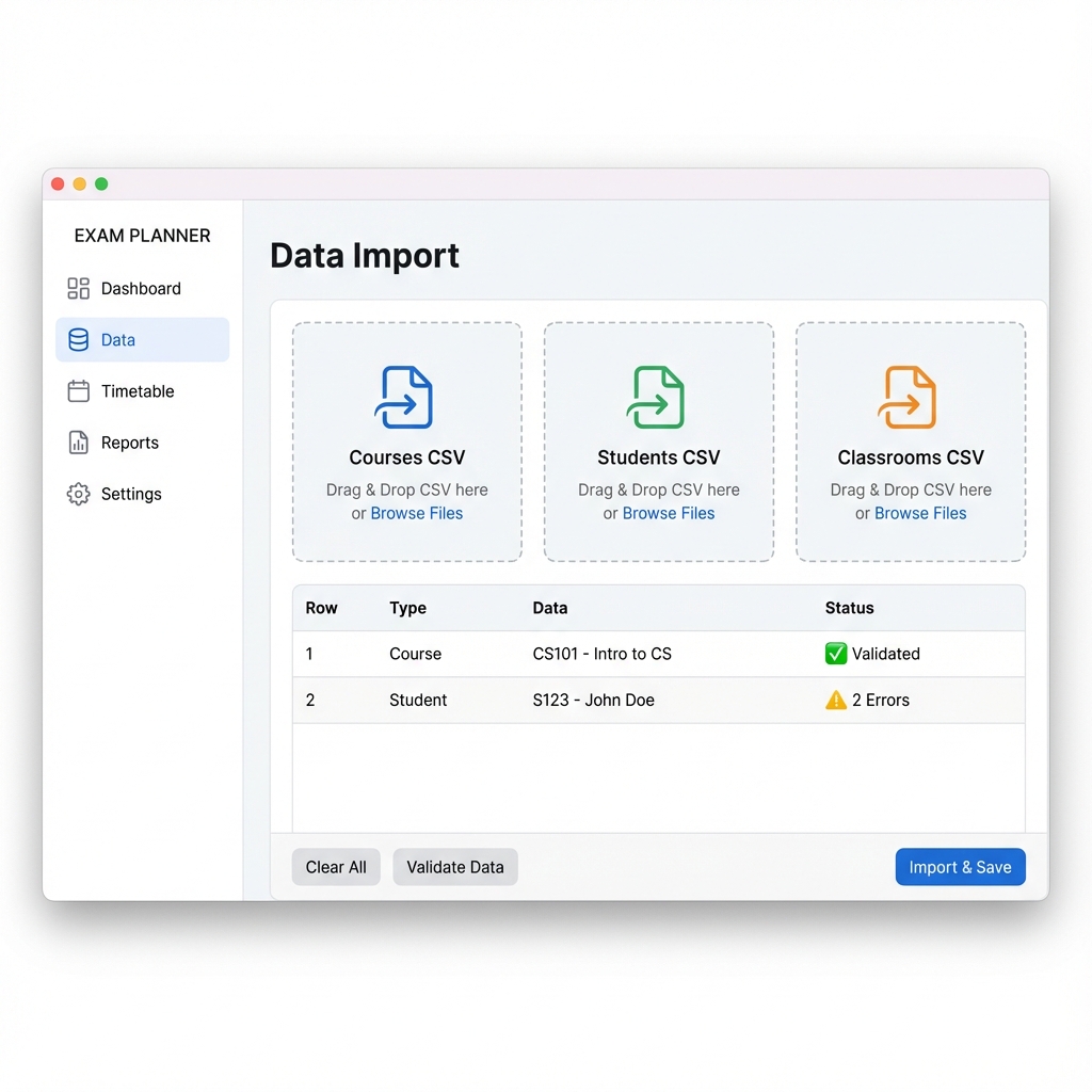 Data Import Interface with CSV file upload